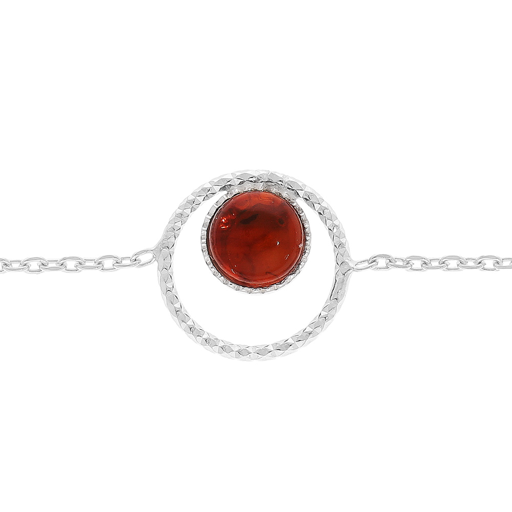 Bracelet en argent rhodi� cha�ne avec Ambre v�ritable 16+3cm - Vue 1