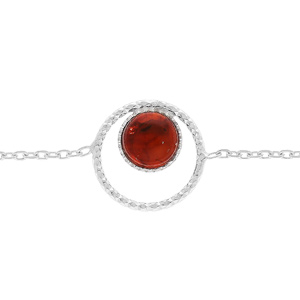 Bracelet en argent rhodi chane avec Ambre vritable 16+3cm - Vue 1