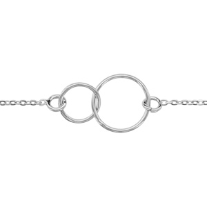 Bracelet en argent rhodi chane avec 2 anneaux emmaills au milieu - longueur 16cm + 3cm de rallonge - Vue 1