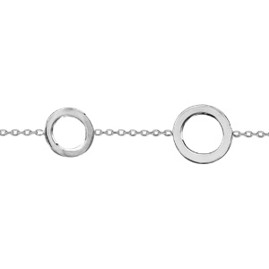 Bracelet en argent rhodi chane avec 3 anneaux plats 16cm + 2cm - Vue 1