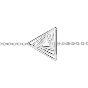 Bracelet en argent rhodi chane avec au milieu triangles imbriqus ajours - longueur 16cm + 3cm de rallonge - Vue 1