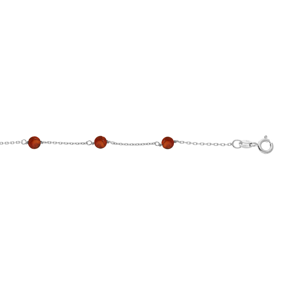 Bracelet en argent rhodi� cha�ne avec boules Ambre v�ritable 16+3cm - Vue 1