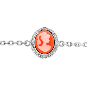 Bracelet en argent rhodi chane avec Came rose 16+3cm - Vue 1