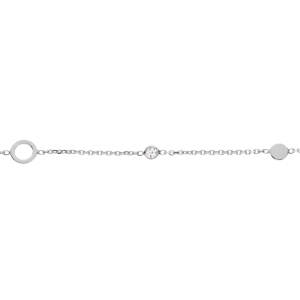 Bracelet en argent rhodi chane avec cercles avec oxydes blancs sertis 16+3cm - Vue 1