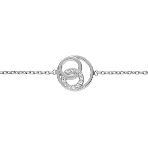 Bracelet en argent rhodi chane avec cercles et oxydes blancs sertis 16+2cm - Vue 1