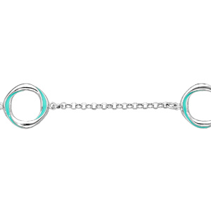 Bracelet en argent rhodi chane avec cercles turquoises 16+3cm - Vue 1