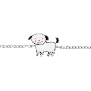 Bracelet en argent rhodi chane avec chien noir et blanc 13+4cm - Vue 1