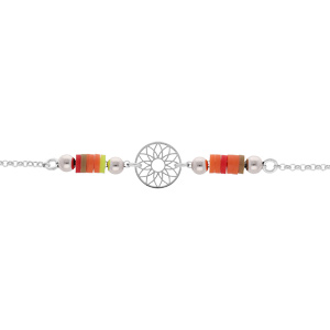 Bracelet en argent rhodi chane avec cocktail couleurs et mandala 16+3cm - Vue 1