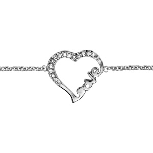 Bracelet en argent rhodi chane avec coeur vid dcoup \