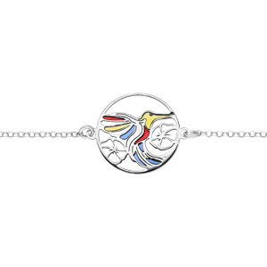 Bracelet en argent rhodié chaîne avec colibri résine longueur 16+2,5cm - Vue 1