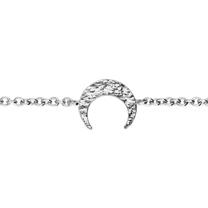 Bracelet en argent rhodi chane avec croissant de lune martele 16+3cm - Vue 1