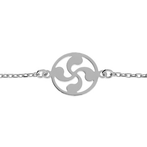 Bracelet en argent rhodi chane avec croix Basque 15+3cm - Vue 1