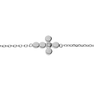 Bracelet en argent rhodi chane avec croix et oxyde blanc serti 16+2cm - Vue 1