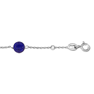 Bracelet en argent rhodié chaîne avec cubes et Lapis Lazuli véritable 16+3cm - Vue 1