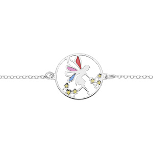 Bracelet en argent rhodié chaîne avec elfe et étoiles longueur 16+2,5cm - Vue 1