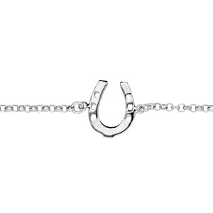 Bracelet en argent rhodié chaîne avec fer à cheval 16+3cm - Vue 1