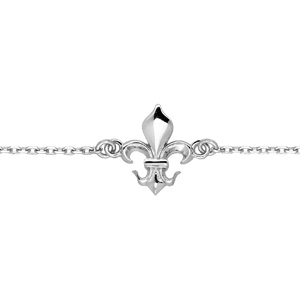 Bracelet en argent rhodié chaîne avec fleur de lys 16+3cm - Vue 1