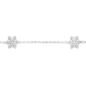 Bracelet en argent rhodi chane avec 3 flocons de neige - longueur 16cm + 3cm de rallonge - Vue 1