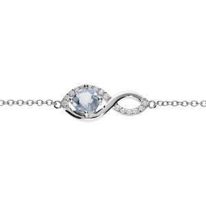 Bracelet en argent rhodi chane avec infini Topazes bleu et oxydes blancs sertis 16+3cm - Vue 1