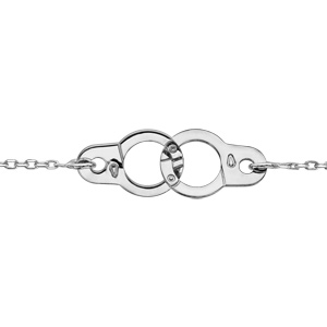 Bracelet en argent rhodi chane avec menottes au milieu - longueur 16+4cm - Vue 1