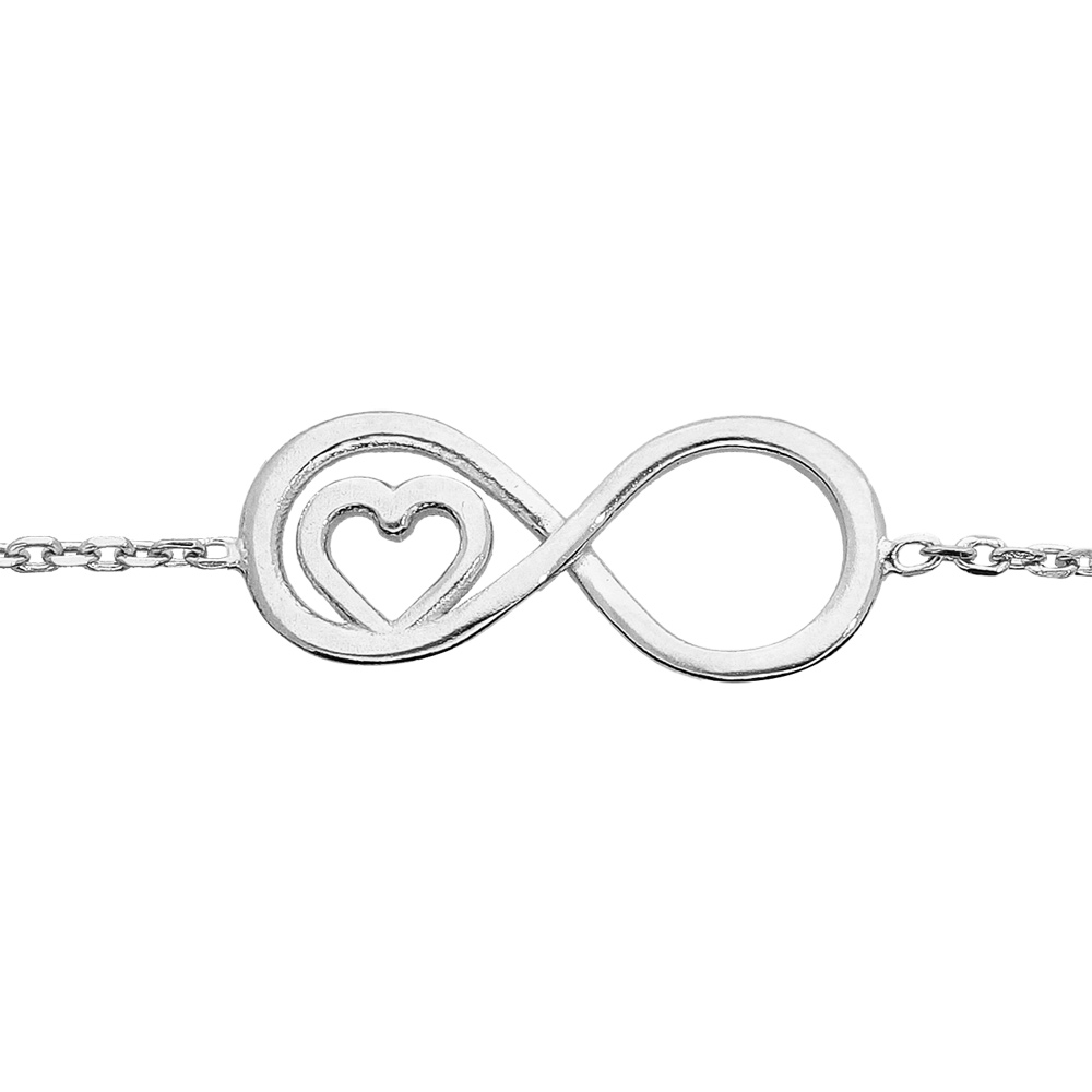 Bracelet en argent rhodi� cha�ne avec motif infini et coeur 16+3cm - Vue 1