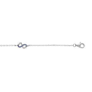 Bracelet en argent rhodi chane avec 3 motifs infini avec oxydes bleus sertis 15+3cm - Vue 1