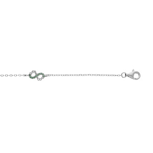 Bracelet en argent rhodi chane avec 3 motifs infini avec oxydes verts sertis 15+3cm - Vue 1
