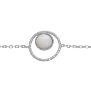 Bracelet en argent rhodi chane avec Nacre blanche vritable 16+3cm - Vue 1