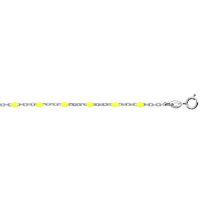 Bracelet en argent rhodi chane avec olives couleur jaune fluo 15+3cm - Vue 1