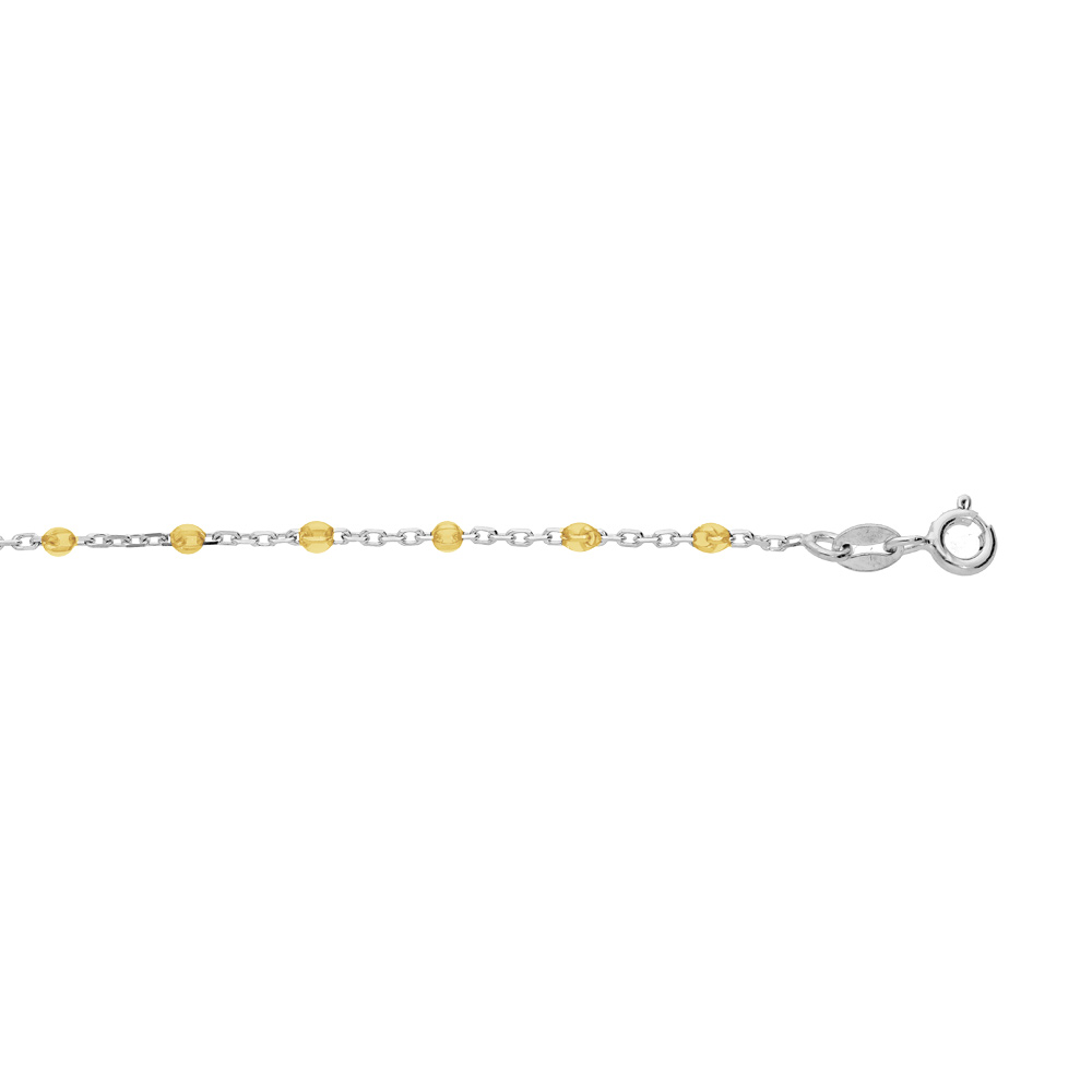Bracelet en argent rhodi� cha�ne avec olives couleur jaune transparent 15+3cm - Vue 1