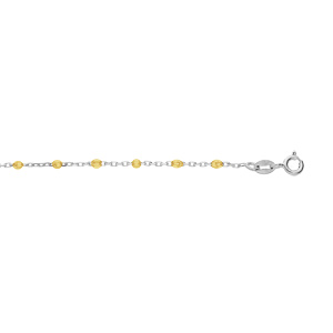 Bracelet en argent rhodi chane avec olives couleur jaune transparent 15+3cm - Vue 1