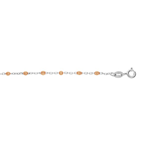 Bracelet en argent rhodi chane avec olives couleur orange transparent 15+3cm - Vue 1