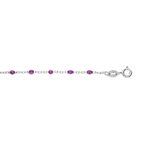 Bracelet en argent rhodi chane avec olives couleur violet transparent 15+3cm - Vue 1