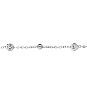 Bracelet en argent rhodi chane avec oxydes blancs boules 16+3cm - Vue 1
