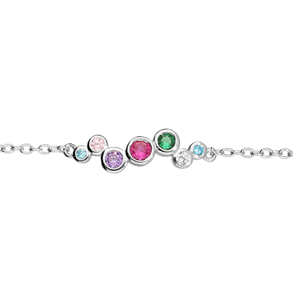 Bracelet en argent rhodi chane avec oxydes sertis multicouleur 15+3cm - Vue 1