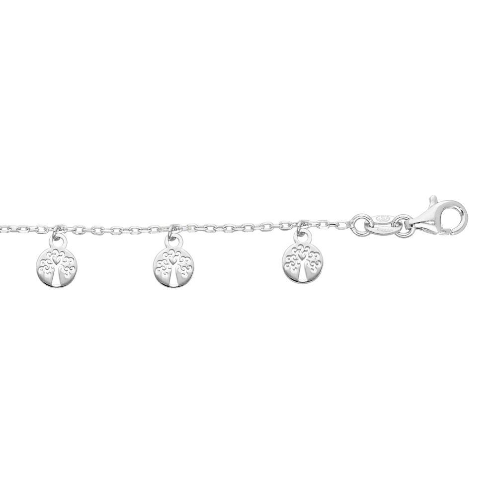 Bracelet en argent rhodi� cha�ne avec pampilles arbre de vie 16+2,5cm - Vue 1
