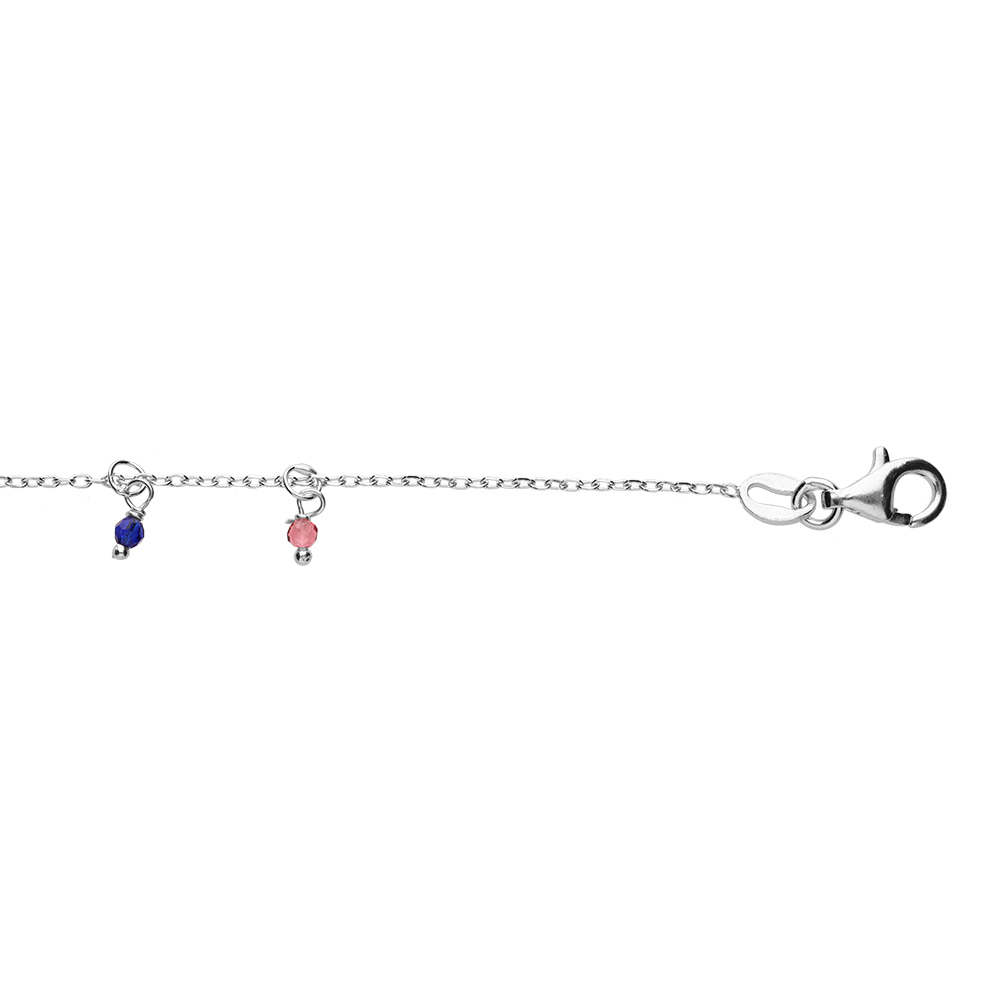 Bracelet en argent rhodi� cha�ne avec pampilles empierr�s multi couleurs 15+3cm - Vue 1