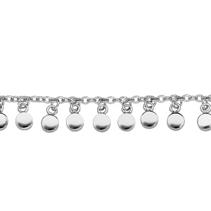 Bracelet en argent rhodi chane avec pampilles lisses longueur 16+3cm - Vue 1