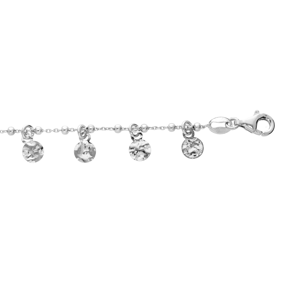 Bracelet en argent rhodi� cha�ne avec pampilles martel�es 16+3cm - Vue 1