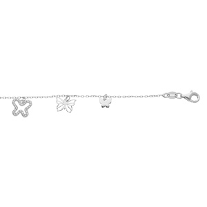 Bracelet en argent rhodi chane avec pampilles papillon 15+3cm - Vue 1