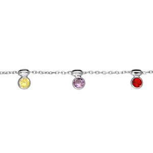 Bracelet en argent rhodié chaîne avec pampilles pierres multi couleurs 16+3cm - Vue 1