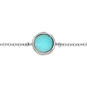 Bracelet en argent rhodié chaîne avec pastille Amazonite véritable 16+2cm - Vue 1