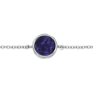 Bracelet en argent rhodié chaîne avec pastille Sodalite bleue 16+2cm - Vue 1