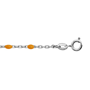 Bracelet en argent rhodi chane avec perles orange fluo 15+3cm - Vue 1