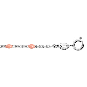 Bracelet en argent rhodi chane avec perles roses 15+3cm - Vue 1