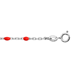 Bracelet en argent rhodi chane avec perles rouges 15+3cm - Vue 1
