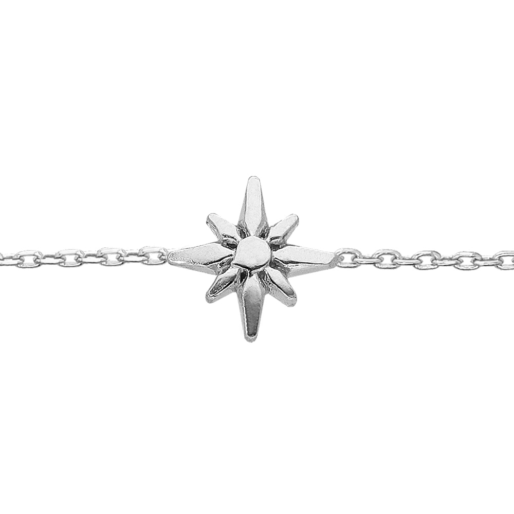 Bracelet en argent rhodi� cha�ne avec petite �toile 16+3cm - Vue 1