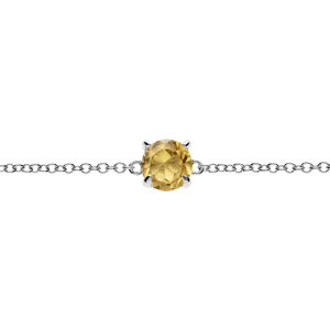 Bracelet en argent rhodi chane avec pierre vritable Citrine 6,5mm longueur 15+4cm - Vue 1