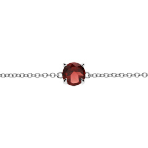 Bracelet en argent rhodi chane avec pierre vritable Grenat 6,5mm 15+4cm - Vue 1