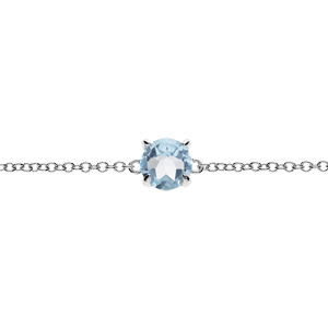 Bracelet en argent rhodi chane avec pierre vritable Topaze bleu 6,5mm 15+4cm - Vue 1